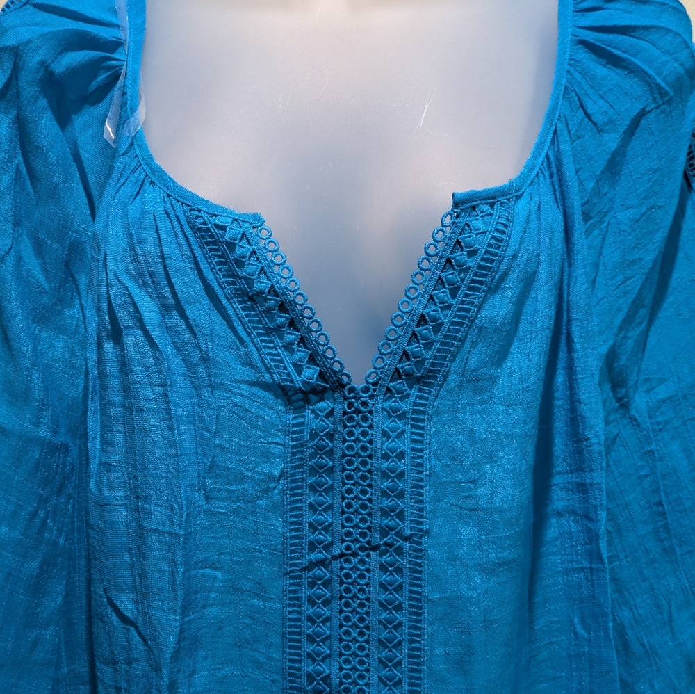 I.N. Studio Teal Textured Blouse Size Xl - Picture 3 of 8